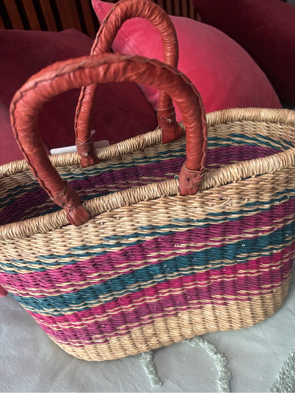 Woven Straw Market Basket - NEW | Fair Trade